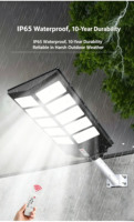 Lampadaire solaire tout-en-un 500W-2000W, étanche IP65, ABS, haute luminosité, LED SMD, détecteur de mouvement, télécommande