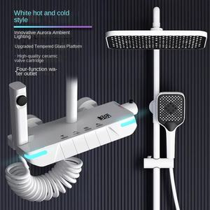 Système de douche thermostatique gris anthracite de luxe avec affichage numérique LED IronMan et robinet pluie pour salle de bain moderne à montage mural - Product Image 6