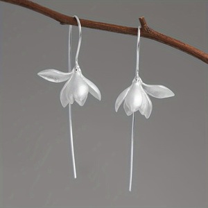 Pendientes con forma de flor, joyería de estilo chino retro para mujer, aleación de zinc, oro y plata - Product Image 3