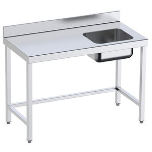 EURAST 1200x700x850mm Mesa de chef con 1 fregadero a la derecha Modelo 1M2107RD para restaurantes - Product Image 1
