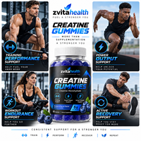 Gummies de créatine à marque privée pour adultes, sans sucre, 5g par portion, véganes, à base de pectine, soutien musculaire, certifiées GMP HACCP, personnalisables