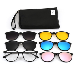 Lunettes de soleil polarisées Tr90 Cross Mirror avec 5 montures magnétiques, vision nocturne pour sports de plein air, conduite, pêche, unisexe, noir - Product Image 2