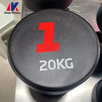 Ensemble d'haltères en PU pour usage commercial, équipement de gym, poids libres, haltères de 5 kg et 10 kg, haltères en uréthane pour la remise en forme