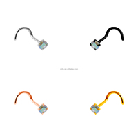 Clous de nez en acier inoxydable poli miroir plaqué zircon, bijoux de piercing tendance, anneau de narine pour femme