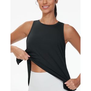 Camiseta sin mangas FOXA para mujer, estilo racerback, corte holgado, con aberturas laterales, para yoga y entrenamiento, con dobladillo curvo y diseño asimétrico - Product Image 5