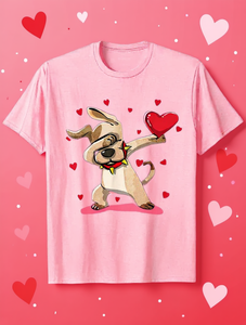Divertente maglietta per San Valentino con cane che fa dabbing, per bambini, taglia grande, design in cotone stampato, lavabile in lavatrice, regalo per ragazzi e ragazze - Product Image 2
