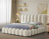 Lit capitonné de luxe moderne en tissu doux, design tufté, cadre de lit rembourré, taille King ou Queen