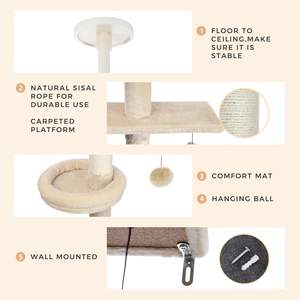 5-stufiger verstellbarer Katzen turm Hoch 95-107 Zoll Kratz baum mit Kratz baum Sisal und Papier material - Product Image 4