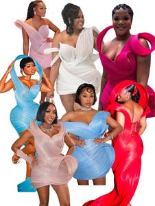 Impresionantes <span class=keywords><strong>Vestidos</strong></span> <span class=keywords><strong>de</strong></span> <span class=keywords><strong>Fiesta</strong></span> Azules Aso Ebi, Vestido Africano Único <span class=keywords><strong>de</strong></span> Organza con Pliegues 3D para Cumpleaños, Sesión <span class=keywords><strong>de</strong></span> Fotos, Vestido Personalizado para <span class=keywords><strong>Boda</strong></span> - Product Image 4