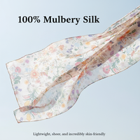 Écharpe longue légère en satin de soie imprimée florale vintage personnalisable pour femme adulte, châle d'été, vente en gros