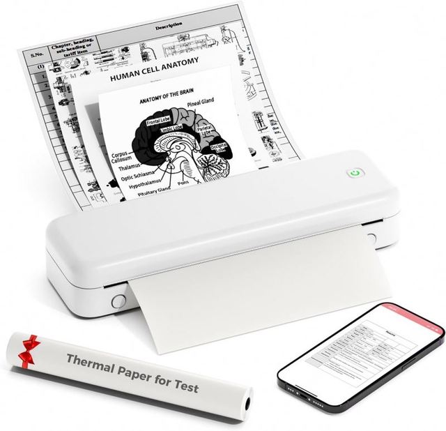 Phomemo M834 A4 Portable Thermal Printer Thermal Paper Roll A4 US Letter Printer Wireless Blue Tooth Printer for Trip