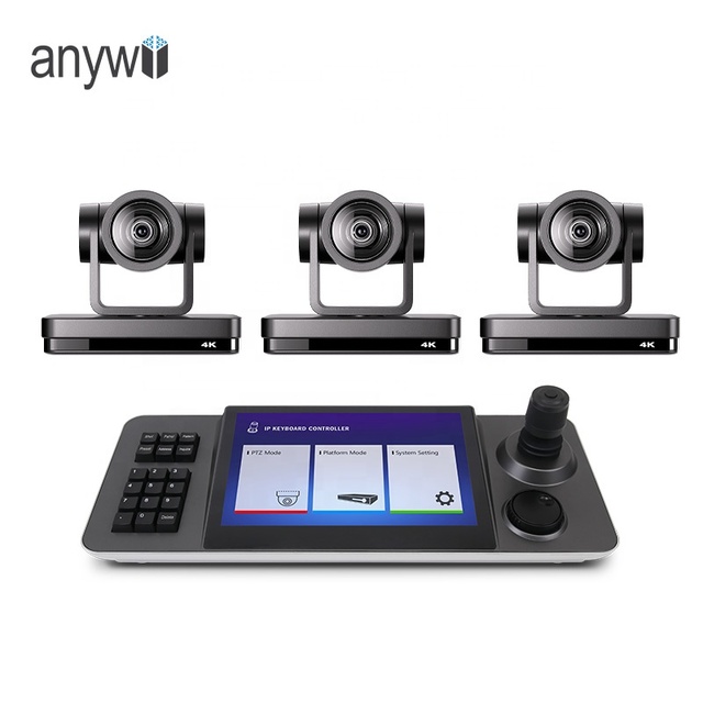 Anywii 12x Optical Zoom 4K PTZ Camera with SDI NDI POE AI Auto Track IP Controller Joystick Set for Conference Broadcasting