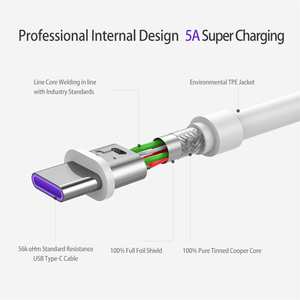 Siêu nhanh Sạc Loại C 5A USB sạc cáp dữ liệu, điện thoại sạc cáp loại C cáp TPE 5A USB sạc dây 0.25M 1m 1.5m 2m - Product Image 4