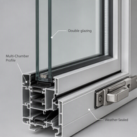 Fenêtre moderne en aluminium à ouverture oscillo-battante avec stores intégrés, double vitrage, quincaillerie allemande, fenêtre combinée fixe pour villa