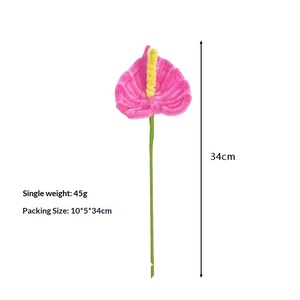 Fiore Artificiale di Anthurium con Filo Intrecciato Fatto a Mano, Stelo Singolo Colorato per Matrimoni e Capodanno - Product Image 2