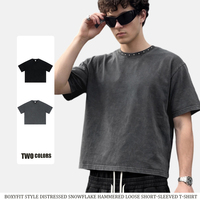 T-shirt Homme Coupe Boxy Courte 285 GSM Coton Lourd 100% Lavé Effet Vieilli Épaules Tombantes Personnalisable Logo Vente en Gros