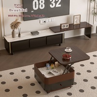 Nouvelle table basse carrée en bois massif 2026, meuble TV, mobilier de maison, salon, petit appartement, mobile, relevable, style médiéval