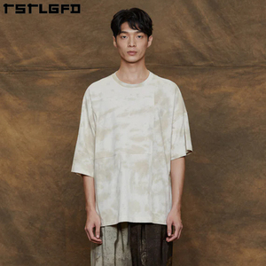 Logo personnalisé écologique éco-textiles poids lourd sale lavé Vintage manches t-shirt pour hommes asymétrique surdimensionné t-shirt hommes - Product Image 4
