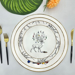 New Creative Christmas Dinnerware Sets <b>Portable</b> Reusable Ceramic Dish Tableware with Dishwasher Safe - Product Image 1