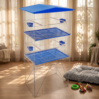 Volière à deux niveaux en fil métallique pliable avec support métallique, espace de vie spacieux à étages pour perruches, calopsites et autres oiseaux de compagnie domestiques