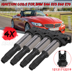 คอยล์จุดระเบิด 4 ชิ้นสำหรับ BMW E46 E53 E60 E70 E71 E90 X3 X5 M3 Z4 12131712219 12137551260 - Product Image 1