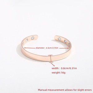 Magnetic <b>Bangle</b> Rose Gold <b>Copper</b> Alloy Open Cuff Unisex Jewelry Gift - Product Image 4