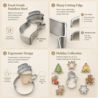 Emporte-pièces de Noël en acier inoxydable, formes Bonhomme de neige, certifiés SGS, moule à biscuits, supporte la personnalisation, boîte de rangement premium, vente en gros