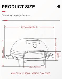 Mini four à pizza en acier inoxydable, barbecue, SEB, style italien, horno <span class=keywords><strong>de</strong></span> pizza, 21 pouces, cuisson à granulés, intérieur et extérieur, petit format - Product Image 5