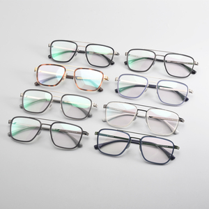 Tinh Khiết Titan Đôi Chùm Kính Người Đàn Ông Rùa Kính Khung Nữ Thiết Kế Retro Chống-Ánh Sáng Màu Xanh Kính Khung - Product Image 2