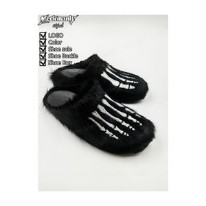 Pantuflas de Felpa Personalizadas 2026, Sandalias Cálidas con Bordado y Forro de Peluche Suave para Hombre - Product Image 1
