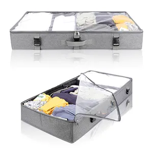 Schublade Faltbare Stoffs chuhe Container Box mit klarer Fenster abdeckung unter Bett koffer Organizer Stoff Aufbewahrung Organizer Tasche
