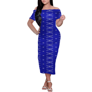 Tapa <strong>Pattern</strong> <strong>Old</strong> Samoan Tattoo Symbol Print Lady Close-body Dress Tribal Clothing Custom Women Off-Shoulder Dresses Short Sleeve - Product Image 2