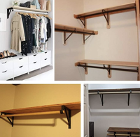 Support mural triangulaire en fer réglable à haute stabilité, épaissi, pour étagère, avec barre porte-vêtements, robuste et estampé, vente en gros