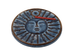 Porta Incienso de Cerámica <span class=keywords><strong>con</strong></span> Diseño de <span class=keywords><strong>Sol</strong></span>, Glaseado Azul, Redondo, para Decoración y Aromaterapia, Venta al Por Mayor de Fábrica, Personalizable, Se Acepta OEM/ODM - Product Image 3