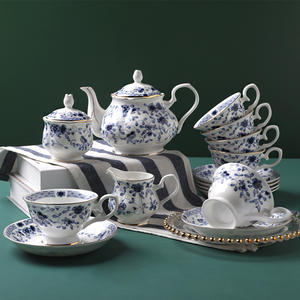 Service à café en porcelaine fine, comprenant tasses et soucoupes en céramique, idéal pour les fêtes, service à thé anglais, service pour le thé de l'après-midi - Product Image 1