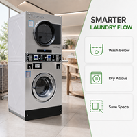 Laveuse-sécheuse commerciale empilable pour blanchisserie d'hôtel avec fonction lavage en bas et séchage en haut, conception gain de place et double fonctionnement