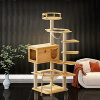 Tour d'arbre à chat de luxe du sol au plafond XXL-Design moderne beige personnalisé avec plates-formes et hamac pour fournisseur multi-chats