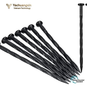 Black Steel Industrial Grade Tent Pegs with Spiral Design and PP Handle for Outdoor Camping All Seasons Use - Product Image 3
