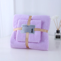 Ensemble de serviettes de bain en microfibre de luxe couleur unie avec logo personnalisé d'usine, 2 pièces compressées et jetables