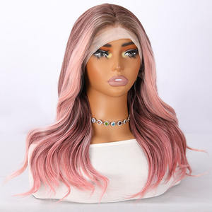 2025 parrucca anteriore in pizzo sintetico rosa sfumato da donna più venduto in fibra ad alta temperatura Micro-Volume coda SM9658 - Product Image 4