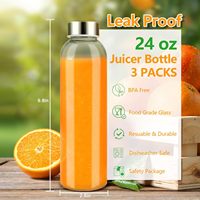 Botella de Agua de Vidrio de Borosilicato de Boca Ancha Personalizada con Tapa de Acero Inoxidable de 600ml/750ml/1000ml Reutilizable