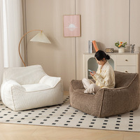 Canapé paresseux minimaliste moderne en velours côtelé, fauteuil simple avec rembourrage en éponge haute densité, pouf paresseux pour chambre et salon