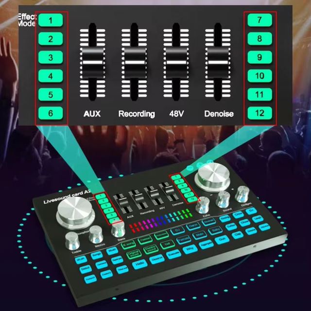 OEM PRO BT DJ Live Stream Soundcard Smartphone PC Podcast Home Studio Recording Gaming Sound Card Audio Interface