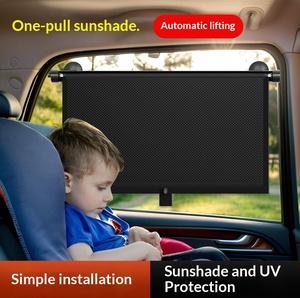 Penutup Jendela Mobil PVC, Tirai Jendela Samping Otomatis Gulung Naik-Turun, Pemasangan dengan Suction Cup, Aksesoris Pelindung Matahari - Product Image 2