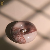 YUSHI Donut-forme Calacatta Bourgogne Marbre Brûleur D'encens Bijoux Plateau De Rangement pour La Décoration Intérieure Cadeau Exquis