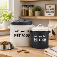 Wadah Baja Anti Lembab Grosir, Tempat Penyimpanan Makanan Anjing Kucing Besar dengan Tutup Logam Kedap Udara, Kaleng Penyimpanan Makanan Hewan Peliharaan dengan Tutup