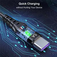 Câble USB Type C tressé en nylon 5A pour Samsung Galaxy S20, câble Micro USB pour Xiaomi, cordon de charge rapide pour téléphone