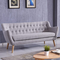 Canapé en tissu moderne et simple de style nordique avec revêtement en coton et lin, trois places, pour petit appartement, salon et chambre
