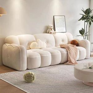 Cream Fabric <b>Sofa</b> Three Seater Cloud Pattern Velvet Designer Living Room Furniture - Product Image 2