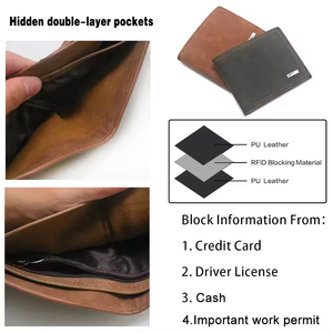 Cartera de Cuero PU Delgada de Gran Capacidad, Estilo Moderno, Billetera Corta para Hombre, con Espacio para Efectivo, Monedas y Tarjetas de Identificación, en Stock - Product Image 3